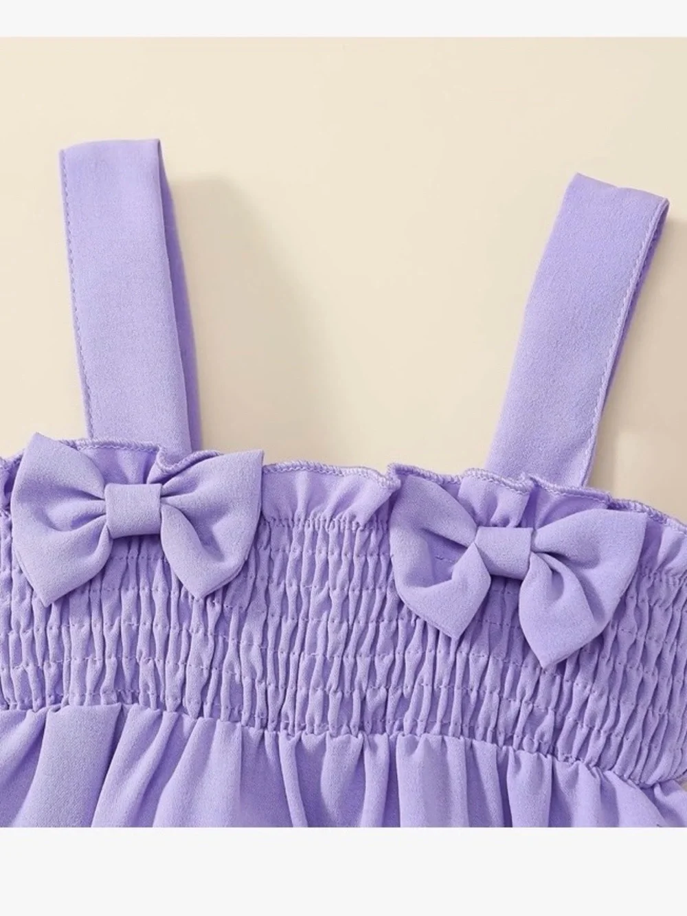Girls' Lavender Bow Smocked Sundress